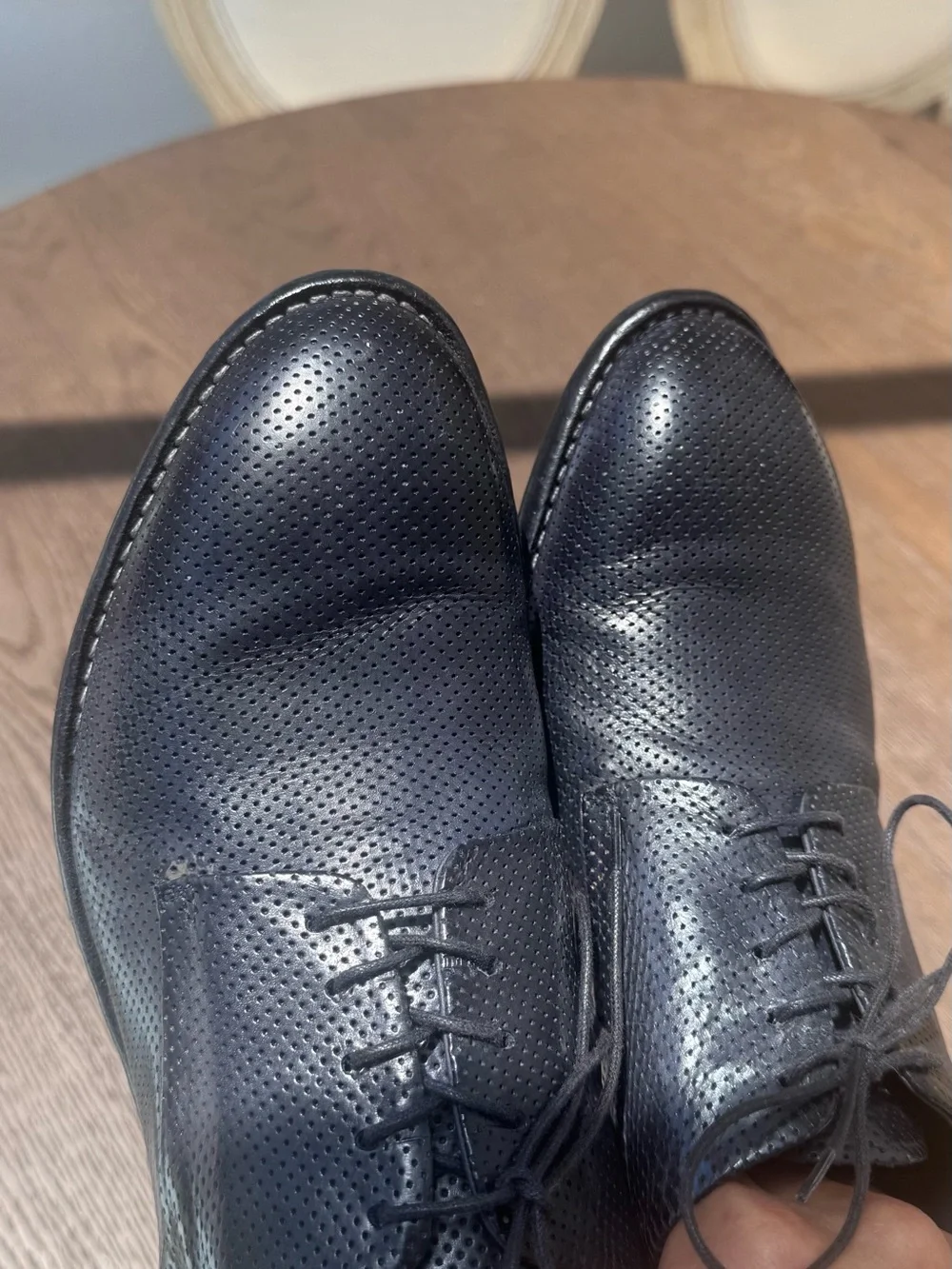 Classic handmade all leather  Perforated Derby Shoes size 10 or 10.5